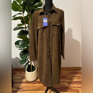 Brown Corduroy Longline Women's Dress/Coat